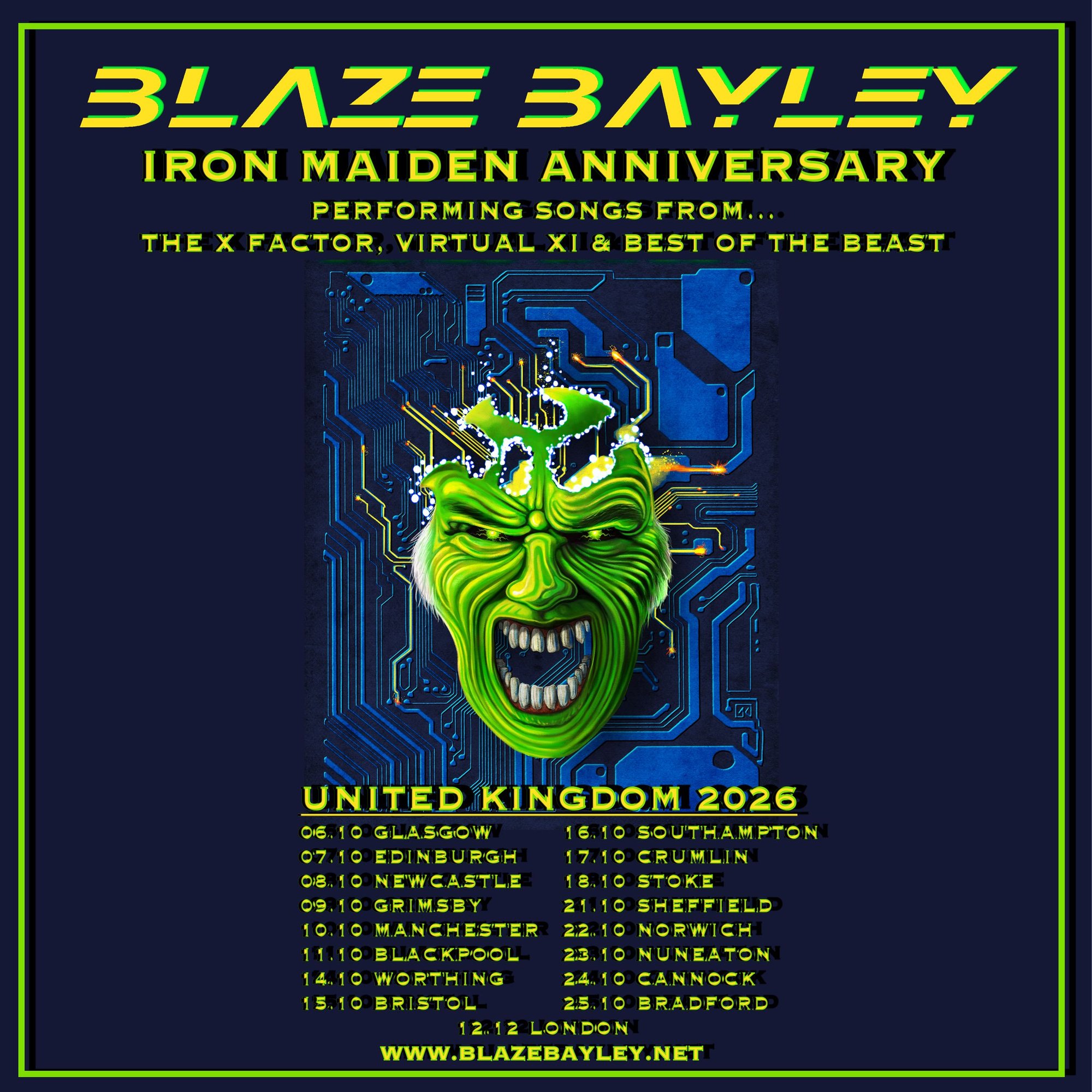 Blaze Bayley Iron Maiden Anniversary UK Tour 2026 artwork