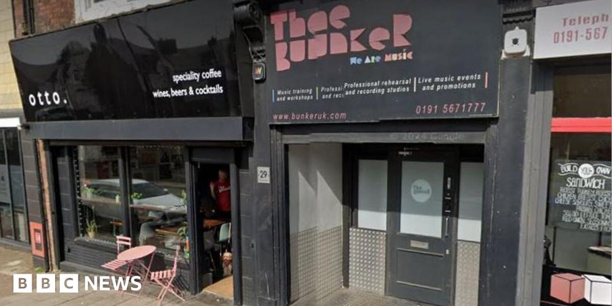 Exterior entrance of The Bunker music venue in Sunderland